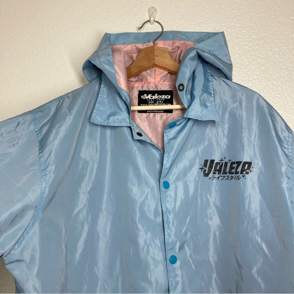 Valeza Streetwear Anime Jacket XXL Blue Pink Windbreaker Hooded Japanese - Picture 6 of 16